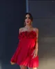 Robes décontractées Clothland Femmes sexy Mini robe sans bretelles sans manches sans éléments sans zipper sans rendez-vous Club Red Vestido QD266
