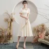 Ethnische Kleidung Champagner Brautjungfernkleider Mode Elegantes Bankett Partykleid Täglich Einfache Lange Vestidos Verlobung Hochzeit Toast