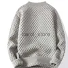 Herrtröjor #4356 Vinter Men Pullover Sweaters Round Neck Solid Color Plaid Sticked tröja långärmad stickkläder varm J231225