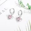 Brincos de garanhão de prata esterlina cor rosa de zircão coração buckles jóias de moda feminina
