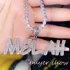 Bracciale Targhetta personalizzata con catena da tennis ghiacciata Diamanti ghiacciati Baguette Lettera Nome Collana Bling Ciondolo iniziale Gioielli hip-hop