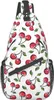 Mochila Sling Bag Cherry White Red Chinking Daypack Crossbody ombro Viagem Pacote de peito para homens Mulheres casuais