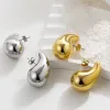 Модельер -дизайнер золотой воды капля коренастые серьги для обручи для женщин легкие золотые плавные плавные из нержавеющей стали.