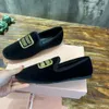 Mode Fluwelen pantoffels Designer Dames Suède rijschoenen loafers Ballet platte zool schoenen luxe leer Pluche Satijn Halve pantoffels Maat 35-41