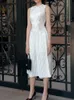 Mulheres HMA Moda Moda Dresses brancos de verão Vestido de renda de renda Bordado Flor Flor Elegante Vestidos Longos Vestidos 231222