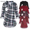 Camisas de roupas de maternidade blusas camisas de manga comprida listrada blusa de enfermagem para roupas de amamentação Menas de maternidade femininas