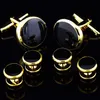 New Cufflinks Collar Studs Cuff links Tuxedo 6PCS Set Lawyer cuffs French Black Scumble Gemelos 497261g