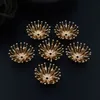 20pcs Brass Casted Metal 2layer 15mm Pistils Stamens Flower Bead Caps Stamping DIY Charms for Retro Jewelry Making Supplies 231225