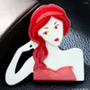 Brooches Design Cartoon Long Hair Girl Figure Acrylic Brooch Pins For Women Lapel Badges Bag Decorations Party Dress Jewelry