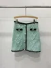 Women's Jackets Early Spring Women Mint Green Bow Rhinestone Buttons Knitted Cardigan /Mini Skirt