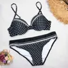 Conjunto de biquínis sexy roupa de banho 2023 biquinis preto terno de natação para mulher dot polka maiô acolchoado push-up bikini setl231225