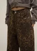 Houzhou tan leopardo jeans donne pantaloni denim femmina oversize pantaloni a gamba larga streetwear hip hop vintage abiti vintage sciolti casual 231225