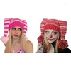 Berets Girls Clown Hat Y2K dzianinowe uszy szydełkowane prezenty ciepłe zima