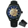 Zegarek do szkieletu wojskowego Automatyczne zegarek dla mężczyzn Lumainous ręce brązowe skórzane paski sportowe zegarki mechaniczne