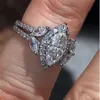 الحجم الكامل 6-10 أزياء Bang Ring Marquise Cut Diamond Real S925 Sterling Silver Wedding Rings Rings Anniversary Band Jew293z