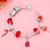 Charm Bracelets Christmas Train & Apple Candy Bead With Pendant Fit DIY Fashion Brand Bracelet For Women Kids Xmas Jewelry Gift