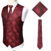 Jackor 3pc uppsättningar/mens kostym Vest+Tie+Pocket Square/mode Jacquard Paisley Tuxedo Vest Waistcoat Men/Wedding Vest/Prom Vest/Party Vest