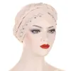 Etniska kläder 2st/set muslimsk flätad turban headwrap för kvinnans huvudduk stretchy hijabs head wraps femme musulman bandana