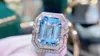 Cluster Anneaux Guild HN2023 Ring Aquamarine Fine Bijoux Pure 18k Gold Natural 8.79Ct Blue Gemmestones