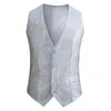 Coletes masculinos lantejoulas douradas brilhantes cistas de cintura masculina fit v traje de pescoço colete de casamentos de casamentos de casamento de casamentos figurino de baile gilet homme