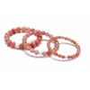 Strand 6mm/ 8mm/10mm Strawberry Quartz Crystal Stone Beads Bracelets Super Hand String Female Male Couples Strench Jewelry