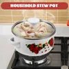 Pannor 3st Home Stockpot Binaural Soup Pot Emamel Stock Restaurant Flat Bottom Stew