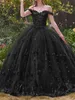 Off the Shoulder Ballgown Quinceanera Dress Prom Dress Princess Zipper Stängning Korsett Cocktail Party klänning Romantisk blommor Tiered Sweet 15 klänningar axellösa