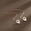 Boucles d'oreilles en peluche bobotuu titane en acier inoxydable rond rond Cz cristalline d'oreille de mode long bijoux de gland pour les femmes BE17127