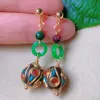 Boucles d'oreilles en peluche jadéite naturel nepal malachite perles oreille 18k d'or de Pâques de Pâques de chariot de Noël diy cadeau de carnaval cultivé