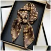 Bufandas 20estilo 7070 cm letras de diseñador impresión floral bufanda de seda diadema para mujeres moda bolso de mango largo paris shoder tote lage ri dhkmt