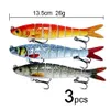 3pcs/lot Sinking 8 Segements Multi Jointed Swimbait Minnow Fishing Lures For Mandarin Fish Pike Bass In Sea Lakes River Pond 231225