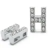 50st Lot 8mm H Full Rhinestones Bling Slide Letter DIY Alfabet Charms Passar för 8mm läder armbandsarmband SL0013297G