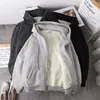 Ready Stock Women Coat Plush Jackets Solid Color Velvet Thick Warm Winter Hoodies Coat Dragkedja Sweatshirt Topps Vinter plus storlek 231225