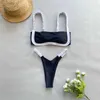 Thong Bikinis 2024 Seksi Kadın Mayoları Mayo Kadın Patchwork Bandeau Brezilyalı Bikini Set Mayo Takım Yüzme Suitsl231225