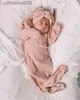 Sovsäckar nyaste spädbarn baby sovsäck + pannband knapp dekoration fast färg enkel stil hem nattkläder 0-6monthsl231225