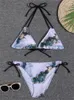 Portez des maillots de bain 2023 Nouveaux maillots de bain Bikini Bikini Micro Floral Bikinis Set Beach Thong Fssuile de bain Girls Lacet Up Two Pieces Swim Cost