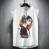 Attack on Titan Tops Armin Arlert Übergroßes T-Shirt Anime Kapuzen-Tanktop Loses Hemd Eren Yeager Ärmellose Hemden für Herren