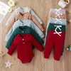 Zestawy odzieży 16 Kolory Solidne Zestawy Dziecione Zestawy Dzieci Noworodka Chłopcy Fall Winter Long Rleeve Romper + Elastic Pants Toddler Strój 0-24m