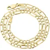 Mens Real 10k Yellow Gold Figaro Chain 4mm Halsband Hög polerad 16-30 tum2834