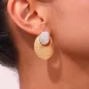 Stud Earrings Luxury Quality Jewelry Hammer Grain Geometry Gold Silver Color Drop For Women Teens Aesthetic Stainless Steel