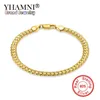 Yhamni Menwomen Gold Armbänder mit 18 kstamp neuer trendiger reine Goldfarbe 5 mm breites einzigartiges Schlangenkettenarmband Luxusschmuck YS242292R