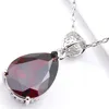 Luckyshine Excellent Shine Water Drop Red Garnet Pendants Wedding Party For Womens Zircon Charms Pendants Necklaces193C