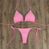 Bikinis set seksi kadınlar tanga bikini set yan yular kravat mayo bayanlar bölünmüş kayış ayarlanabilir bandaj tarzı brezilya mayo plajwearl231225