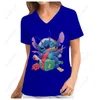 Women's T Shirts Stitch Christmas Uniform Top Santa Claus Printed Frosted Pet Beauty Dentist Work T-shirt