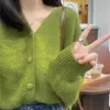 Tricots pour femmes Couleur en V V Cardigan tricoté Femmes Automne Automne Fashion Green Jaune Long Long Single Breasted Pulls Casual Knitwear