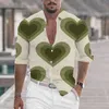Herren lässige Hemden Mann Valentinstag Freizeit -Hemd Love Drucken Langarm Kleidung Camisa Soziales Kleid hübsche Männer
