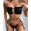 Bikini Set bikini sexy 2023 costume da bagno a fascia pieghettato costumi da bagno femminili donne mini perizoma bikini set bagnante nuoto costumi da bagno per costume da bagnoL231225