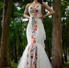 Вышивка цветочной русалки мексиканское свадебное платье винтажное длинное атласное свадебное платья Милая