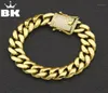 12mm14mm CZ rostfritt stål Curb Cuban Link Armband Gold Silver Plated HipHop Micro Paled CZ Mens Miami Bangle 7Inch8Inch14450230