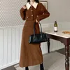 korean Style Autumn Winter 2 Piece Set Woman corduroy Short Jacket Coat Bodycon Long Skirt fashion Women Two Outfits 231225